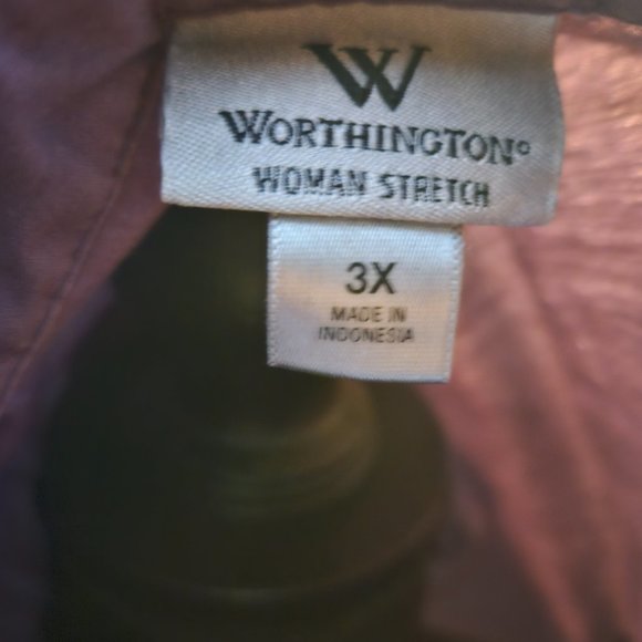 Worthington Plumb Button-Up, 3/4 Sleeve, Size 3X - Picture 4 of 4